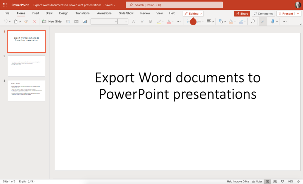 Image of the document in PowerPoint